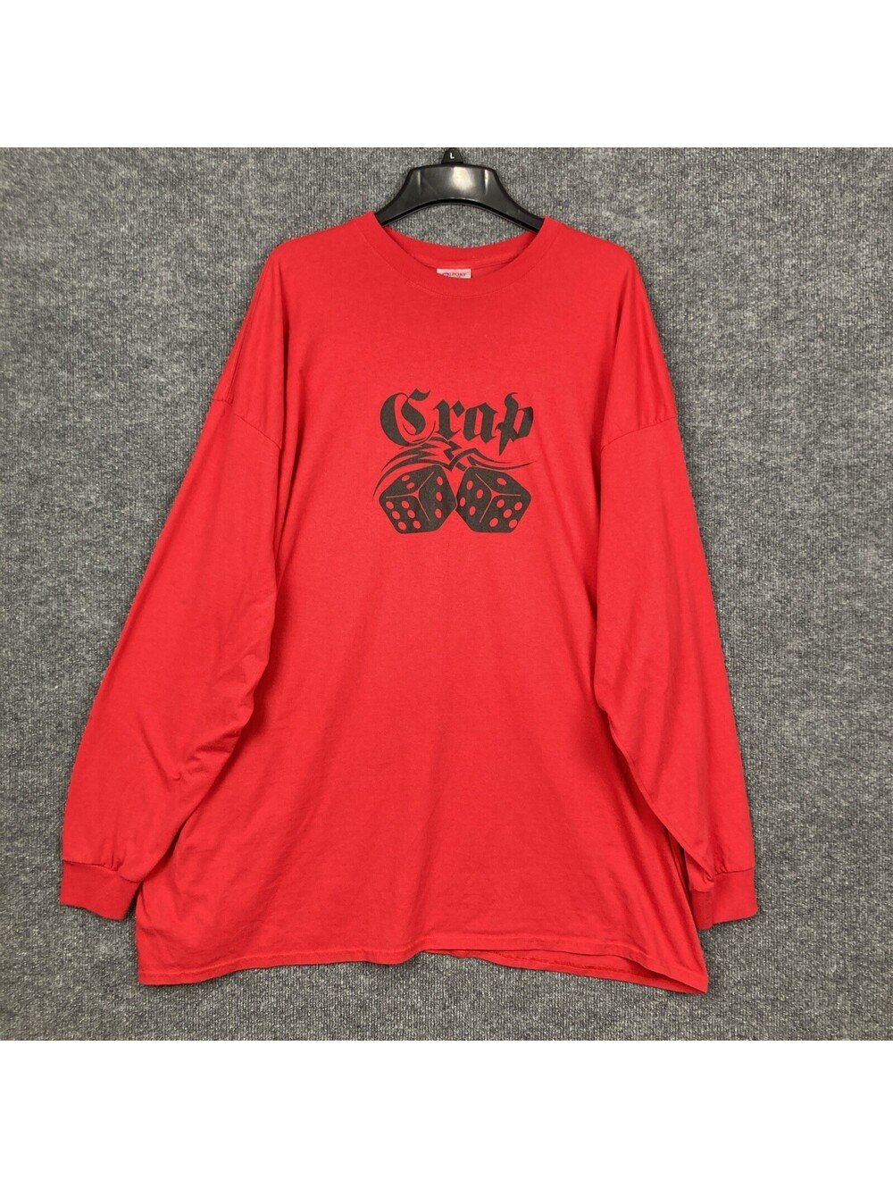Port & Co Mens 5XL Red "Crap" Dice Die Casino Long Sleeve Crew Neck Shirt